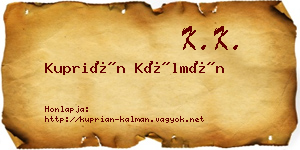 Kuprián Kálmán névjegykártya
